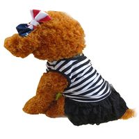 BEAUTYVAN, Fashion Dog Apparel Pet Dog Costume Stripe T-Shirt Skirt Puppy Princess Dress (L, Black)