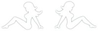 Mudflap Girl Stickers Pack of 2 Forward and Reverse Vinyl 5"x3.3" (White)