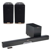 Klipsch RSB-8 Reference Sound Bar with Wireless Subwoofer with RW-1 Wireless Speakers - Pair (Black)