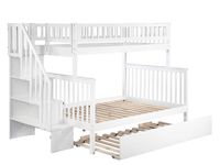 Atlantic Furniture Woodland Staircase Bunk Twin Size Urban Trundle Bed, Full, White
