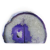 JIC Gem Dyed Purple Natural Agate Bookends Polished 2 to 3 Lbs for Office and Home Decoration 1 Pair with Rubber BumpersPair - 2 to 3 Lbs Home Decoration