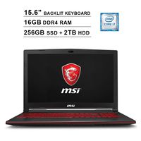 2019 Newest MSI GL63 15.6 Inch FHD Gaming Laptop (8th Gen Inter 6-Core i7-8750H up to 4.1GHz, 16GB DDR4 RAM, 256GB SSD (Boot) + 2TB HDD, NVIDIA GeForce GTX1650 4GB, Backlit Keyboard, Windows 10)