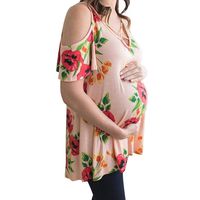 Women's Short Sleeve V-Neck Hollow Out Flower Tops Breastfeeding Nusring Maternity Clothes Stylish Blouses Shirt Beige