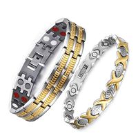 JYKOO Magnetic Therapy Bracelet for Men Women, Fashion Ms Health Jewelry and Relieving Arthritis Pain Silver and Gold