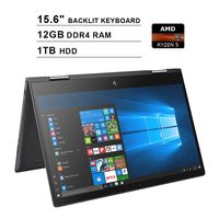 2020 HP Envy x360 15.6 Inch FHD 2-in-1 Touchscreen Laptop (AMD Ryzen 5 2500U 4-Core up to 3.6GHz, 12GB RAM, 1TB HDD, AMD Radeon Vega 8, Backlit KB, WiFi, Bluetooth, HDMI, Win10) (Renewed)