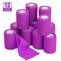 TOBWOLF 12PCS Self Adherent Cohesive Bandage Wrap, 3"x5yd / 7.5cmx4.5m Cohesive Elastic Bandage Wrap, Breathable Sports Tape for Wrist, Ankle, Knee, Leg Sprains & Swelling - Purple