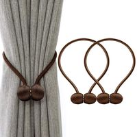 2 Pieces Magnetic Curtain Tiebacks, Home Curtain Buckle Strong Magnetic Curtain Buckle Curtain Clips Rope Straps Indoor Office Window Curtain Bracket Decoration (Brown)