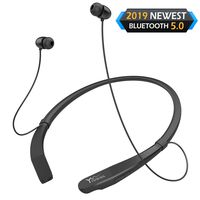 Yuwiss Bluetooth Headphones Neckband V5.0 Lightweight Wireless Headset Call Vibrate Alert Sport Earbuds w/Mic Earphones 10-Hour Playtime for Gym Running Compatible with iPhone Samsung Android (Black)