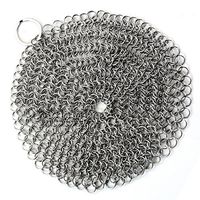Leoie Stainless Steel Cast Iron Cleaner Chainmail Scrubber For Kitchen Durable