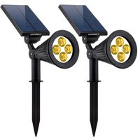 URPOWER Solar Lights 2-in-1 Solar Powered 4 LED Adjustable Spotlight Wall Light Landscape Light Bright and Dark Sensing Auto On/Off Security Night Lights for Patio Yard Driveway Pool - Warm White (2)