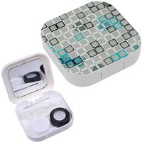 Portable Contact Lens Case Box Travel Kit Mirror + Bottle + Tweezers Container Holder [ Blue Cells ]