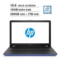 HP 2019 Newest 15.6 Inch Premium Flagship Laptop (Intel Quad Core i5-8250U up to 3.40 GHz, 16GB DDR4 RAM, 256GB SSD + 1TB HDD, Intel UHD Graphics 620, DVD, HD Webcam, Windows 10) (Blue)