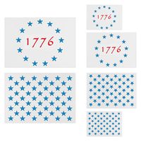 American Flag Star Stencil Templates - 6 Pack 50 Stars 1776 13 Stars Flag Stencils for Painting on Wood and Walls, Reusable Plastic Stencils in 3 Sizes for Wood Burning & Wall Art