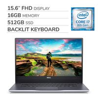 Dell Inspiron 15 7572 2019 Premium 15.6" FHD Laptop Notebook Computer, 4-Core Intel i7-8550U 4.0 GHz, 16GB RAM, 512GB SSD, Backlit Keyboard, No DVD, Webcam, Bluetooth, Wi-Fi, HDMI, Windows 10