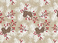 Pack Of 1, Woodland Berry Pine 24" X 417' Kraft Roll Christmas Premium Gift Wrap Papers For 175 -200 Gifts Made In USA