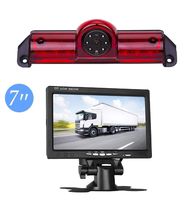 Car Third Roof Top Mount Brake Lamp Camera Brake Light Replacement Rear View Backup Camera +7.0 inch TFT Monitor Kit for Transporter Chevrolet Express/GMC Savana 2003-2017/Explorer Vans/Chevy Express