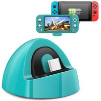 2020 Updated Nintendo Switch Lite and Nintendo Switch Portable Charging Dock,Portable Charging Stand Station with Type C Port Compatible with Nintendo Switch Lite 2019 and Nintendo Switch-Turquoise
