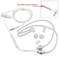 SHZONS White Universal 3.5mm Jack Anti-radiation Air Tube Acoustic Stereo Earbuds Earphone With Microphone and On Off Answer Switch for Cell Phone, Tablet, Computer, MP3, etc. Two Way Radio