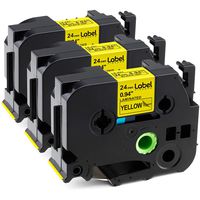 Compatible with P-Touch TZe-651 TZe651 TZ651 TZ-651 Standard Laminated Label Tape, Black on Yellow, 24mm x 8m, 0.94 Inch x 26.2 Feet, Work with PT-D600 PT-D600VP Label Maker, 3-Pack