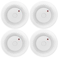 4 Pack Battery Operated Smoke Detector & Fire Alarm with Photoelectric Sensor,Easy to Install with Test Button