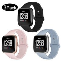 Kmasic Sport Band Compatible Versa/Versa Lite Edition 3 Pack, Soft Silicone Strap Replacement Wristband Compatible Versa Smart Fitness Watch, Large Small