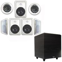 Acoustic Audio 7.1 Speaker System Flush Mount 7 Speaker Set and 8" Powered Sub