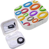 Portable Contact Lens Case Box Travel Kit Mirror + Bottle + Tweezers Container Holder [ Geometric Mix ]
