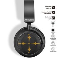 Hybrid Active Noise Cancelling Headphones with Touch Control, AKSONIC Bluetooth Over Ear Stereo HiFi Headset with Microphone & Proximity Sensor, aptX LL HD, Comfortable Earpads for Work Travel Flight