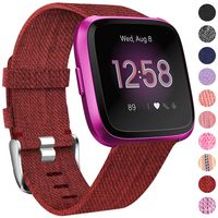 NANW Compatible with Fitbit Versa Bands, Versa Lite Edition Bands Small Large, Woven Fabric Accessories Strap Wristband Replacement Women Men