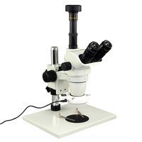 OMAX 6.7X-45X Zoom Trinocular Stereo Microscope + 54 LED Ring Light + 1.3MP Camera