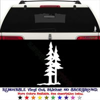 GottaLoveStickerz Pine Trees Forest Mountain Permanent Vinyl Decal Sticker for Laptop Tablet Helmet Windows Wall Decor Car Truck Motorcycle - Size (20 Inch / 50 cm Tall) - Color (Gloss Black)