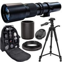 Ultimaxx 500mm f/8 Manual Telephoto Lens W/2x Adapter (1000mm) for Canon EOS Digital Cameras + 57" Tripod + DSLR Camera Backpack