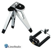 LimoStudio Cell Phone Tripod Stand Solid Metal Leg and Body with Smart Phone Holder Spring Clip for Iphone, Samsung Galaxy, Cellphone, Light Stand Tripod with 1/4 Inch Screw, Photo Studio, AGG2094
