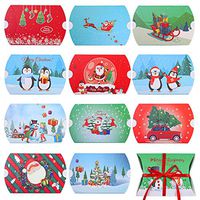 URATOT 36 Pieces Christmas Gift Card Holder 12 Christmas Style Designs Money Holder Paper Gift Wrap Pillow Boxes and 1 Roll Ribbon(36)