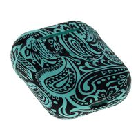 Fashion Soft Thicken Silicone Case Bright Oil Painting Pattern, Anti-Lost Protective Cover Skin Case for AirPods 1/2, Shock Absorbing Design&Charging Hole&Portable Key Chain Case, for Running (E)