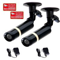 VideoSecu 2 x CCTV Built-in Sony CCD Outdoor Weatherproof Bullet Security Camera Wide Angle Home Surveillance with Power Supplies and Bonus Security Warning Decals BC27B MZA