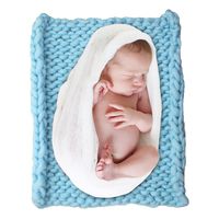 ICOSY Newborn Photography Props, Knit Baby Photo Blanket Rug Props Shoots Chunky Yarn Basket Filler Backdrop Photo Studio Posing Props (20"x20")