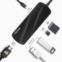 Kootion USB C Hub 6-in-1 USB-C Hub for Laptop with 4K HDMI Adapter, 2 x USB 3.0 Ports, SD/TF Card Reader, PD Charging Port, Portable Type-C USB Converter for MacBook Pro/Air, XPS, ChromeBook etc