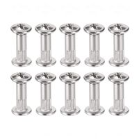 uxcell Round Cross Head Screw Post Binding Leather Fastener Fit for 5mm Hole Dia, Male M4x8mm, Female M4 x 16mm, Nickel Plated 10 Sets