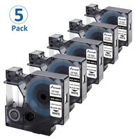 Airmall 5 Pack Replace D1 45013 Label Tape (S0720530) Black on White, 1/2'' W x 23' L (12mm x 7m) for DYMO LabelManager 280, 160, 260P, 210D, 220P, 360D