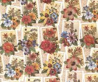 Roses, Daisies, Poppies Rolled Gift Wrap Paper 2 Sheets 27 in x 37 in