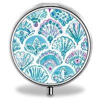 Omniscient Mermaid Pill Case, Round Stainless Drug Organizer Container Medicine Cover for Pocket Daily&Weekly