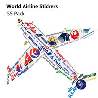Airline Aircraft Laptop Stickers Vinyl - 55 Pack Decals Waterproof Suitable for Water Bottle Car Motorcycle Bicycle Bumper Skateboard Helmet Luggage Phone Case DIY Decoration Gift [No-Duplicate]