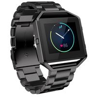 For Fitbit Blaze Band with Frame, AISPORTS Fitbit Blaze Watch Band Stainless Steel Smart Watch Band Replacement Band Bracelet Buckle Wristband with Frame for Fitbit Blaze Fitness Accessories - Black