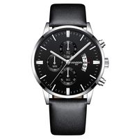 Men Watches,Fxbar Luxury Quartz Sport Military Stainless Steel Dial Leather Band Wrist Watch Business Automatic Watch (F)