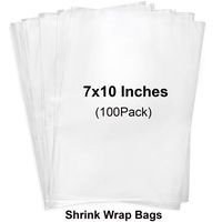 Shrink Wrap Bags,7x10 Inches Clear Heat Seal Shrink Bags for Gifts, Packaging, Homemade DIY Projects,Soap,Book,Bath Bombs, Film DVD/CD, Candles,Small Bottle,100 Pack