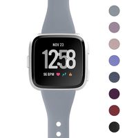 Jobese Bands Compatible with Fitbit Versa/Versa Lite/SE, Slim Soft Silicone Replacement Straps Accessories Wristbands Women Men, Gray, Large