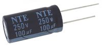 NTE Electronics VHT6800M25 Series VHT Aluminum Electrolytic Capacitor, Radial Lead, 105 Degree Max Temp, 6800 µF Capacitance, 20% Tolerance, 25V