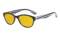 Eyekepper Blue Light Blocking Reading Glasses Women with Amber Tinted Filter Lens - Ladies Cateye Computer Readers - Checkers +1.75