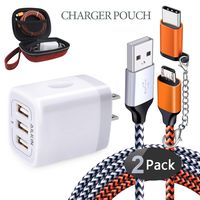 AILKIN 6 in 1 Travel Micro Cables & Wall Charger Adapter Organizer Carrying Bag, USB Block Box + 2Pcs Android Cords + 2Pcs Type C Adapters for Samsung, LG, Moto, Sony, Pixel, Best Charger Pouch Gift